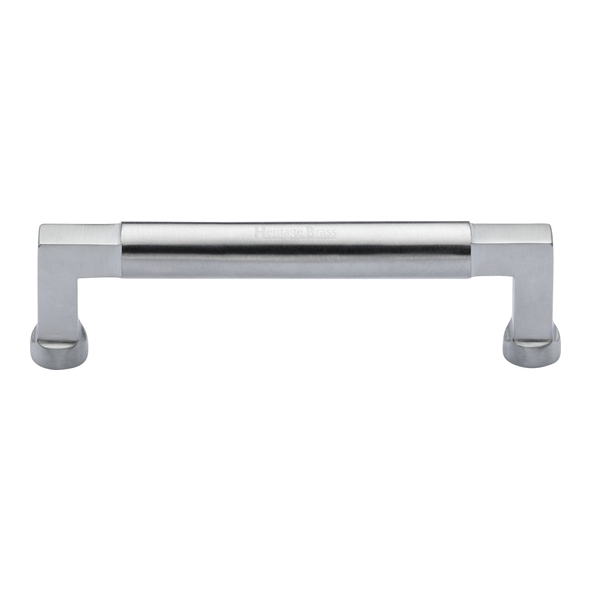 C0312 128-SC • 128 x 144 x 40mm • Satin Chrome • Heritage Brass Bauhaus Cabinet Pull Handle